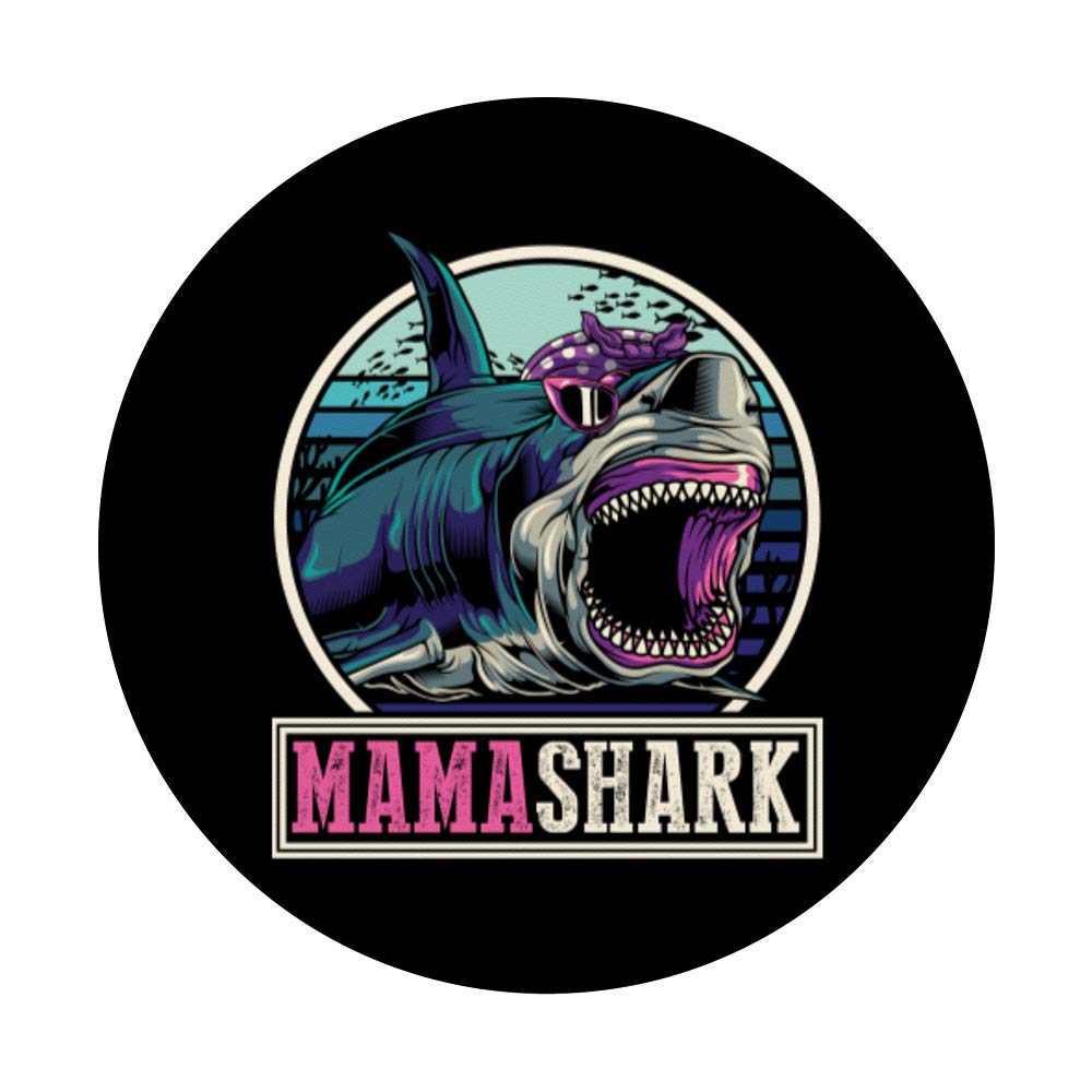Ocean Mama Shark PopSockets PopGrip - Swappable Phone Grip for iPhone & Android, Cute Sea Monster Animal Design - Perfect Mothers Day Gift for Shark Lovers, Phone Accessories for Work & Travel