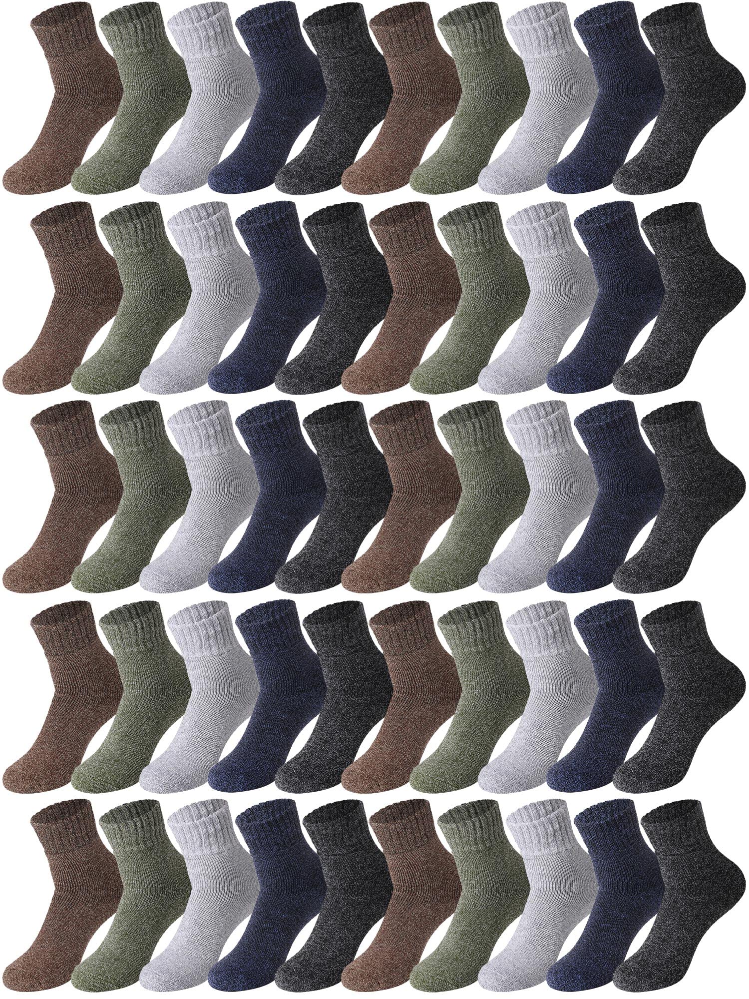 30 Pairs Bulk Wool Socks for Men & Women - Thick Warm Winter Hiking Boot Socks, Knit Crew Casual Cold Weather Socks - Perfect for Outdoor Activities, Skiing, Snowboarding & Winter Gifts