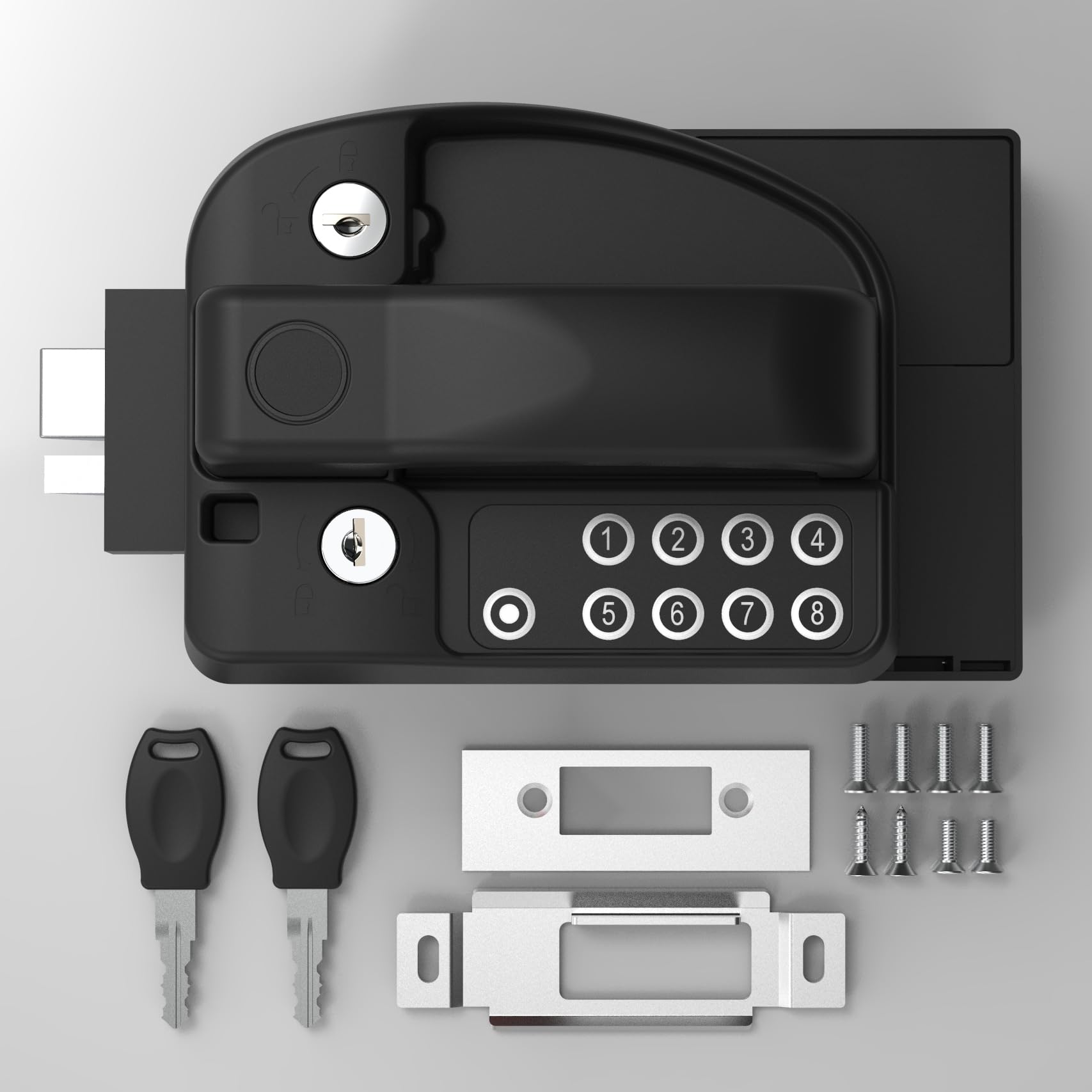 RV Master Keyless Entry Door Lock with Fingerprint, Passcode & Keys - 3.75
