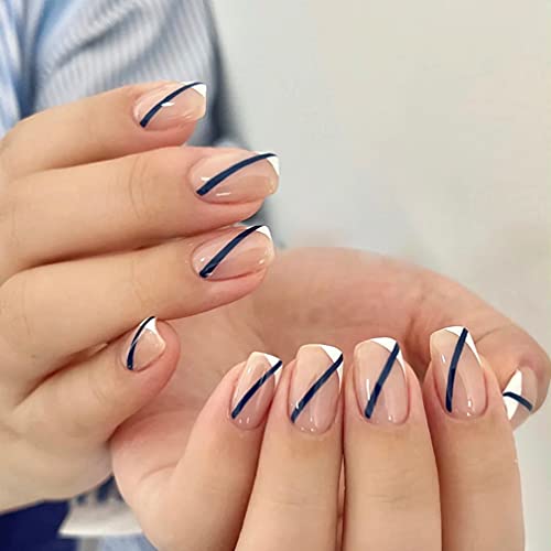 BABALAL Glossy French Press On Nails - Short Square Fake Nails with Nail Glue Kit | Natural Looking Artificial Nails for Women & Girls | Perfect for Parties, Weddings & Daily Wear
