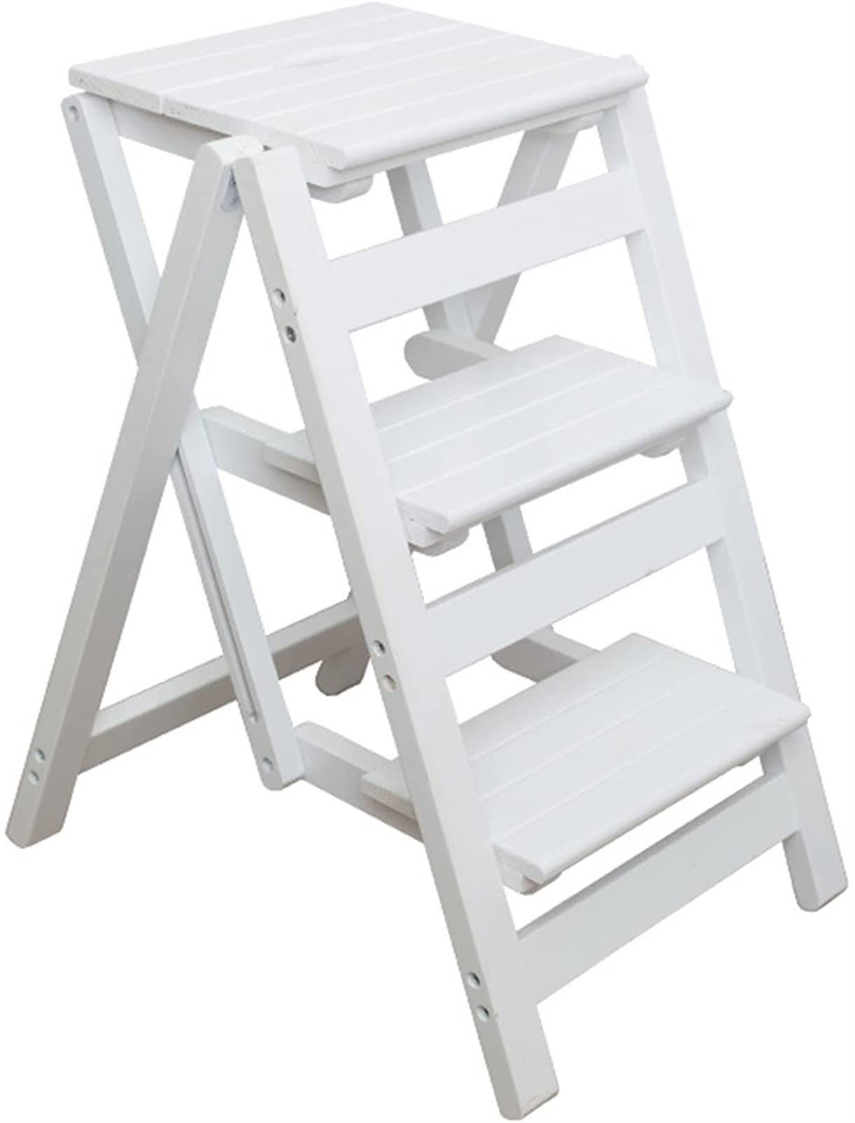 3-Step Wooden Folding Step Stool for Adults - Sturdy Indoor Climbing Stool, Multi-Functional Ladder Chair for Home, Library, Kitchen, and Storage - Compact & Space-Saving Design