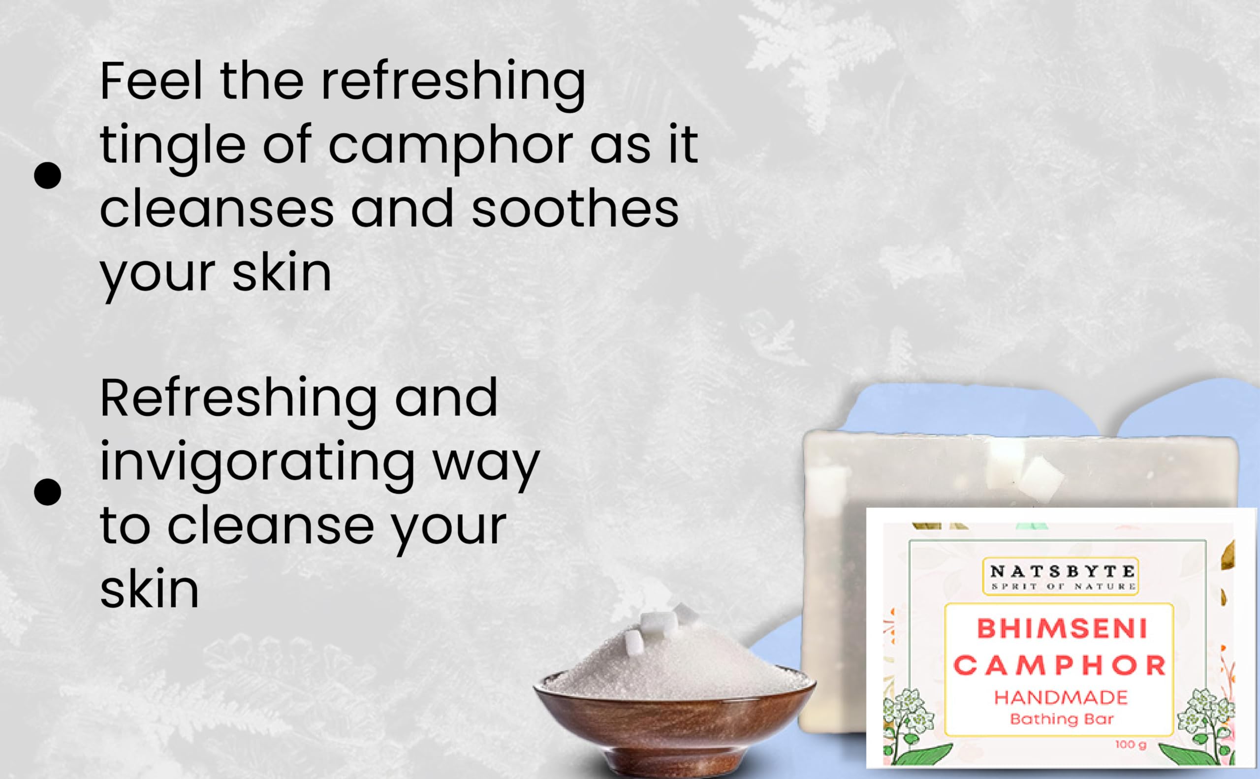 NATSBYTE 100% Organic Pure Camphor Soap - Handmade Natural Skin Care Soap for Bath & Body | Pack of 3 | Soothes Skin & Promotes Relaxation for Spa & Daily Use