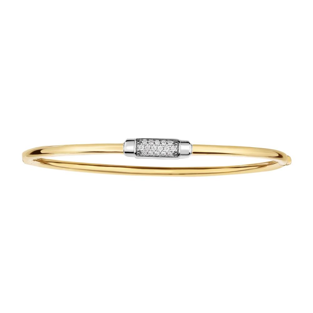 14K Gold 0.14ct Diamond Heritage Bangle Bracelet - Elegant Jewelry for Women, Perfect for Weddings, Anniversaries & Special Occasions