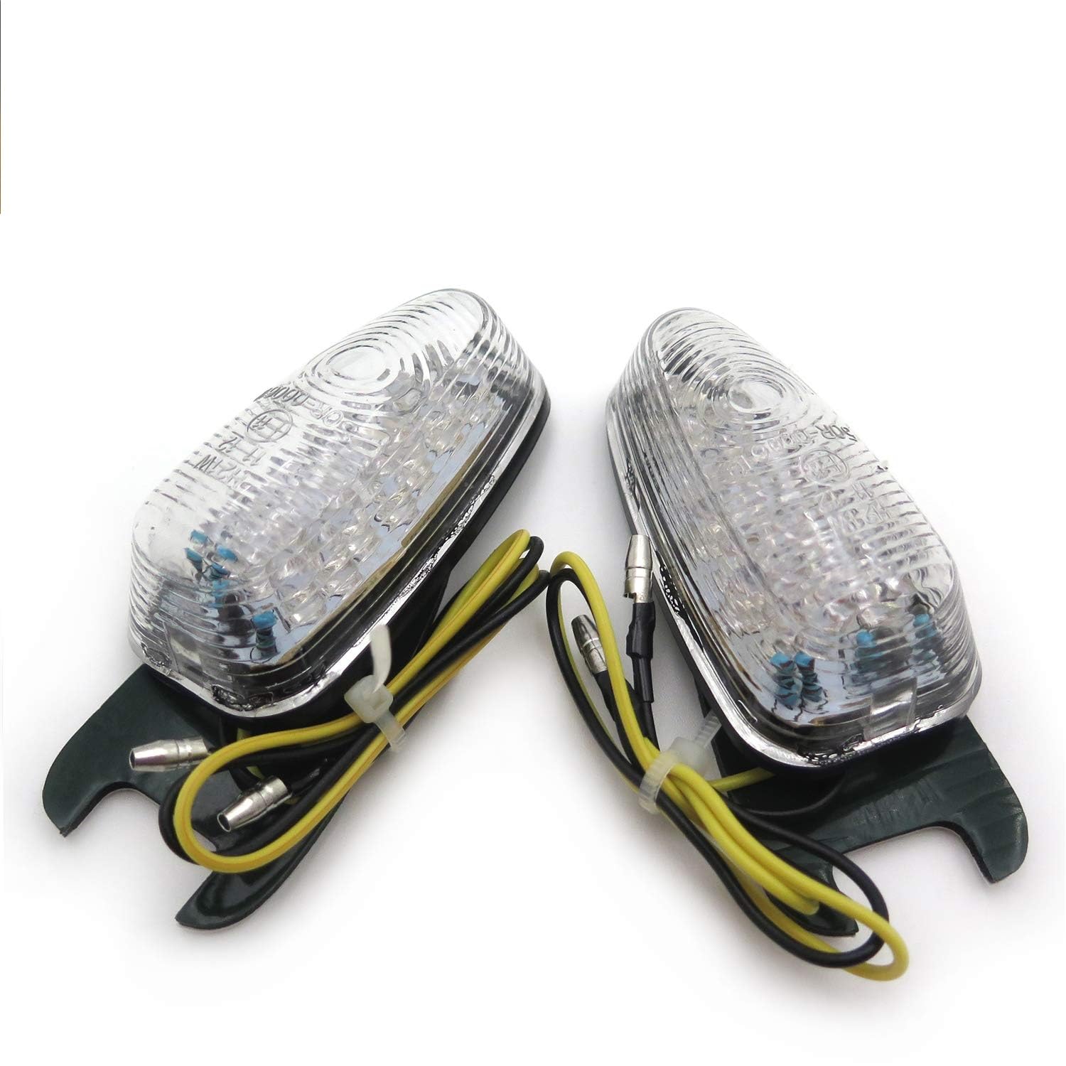 Universal LED Turn Signal Lights - Clear Flush Mount Motorcycle Blinkers for Harley, Honda, Kawasaki - Waterproof, Durable Bike Indicators for Night Riding & Safety Enhancement