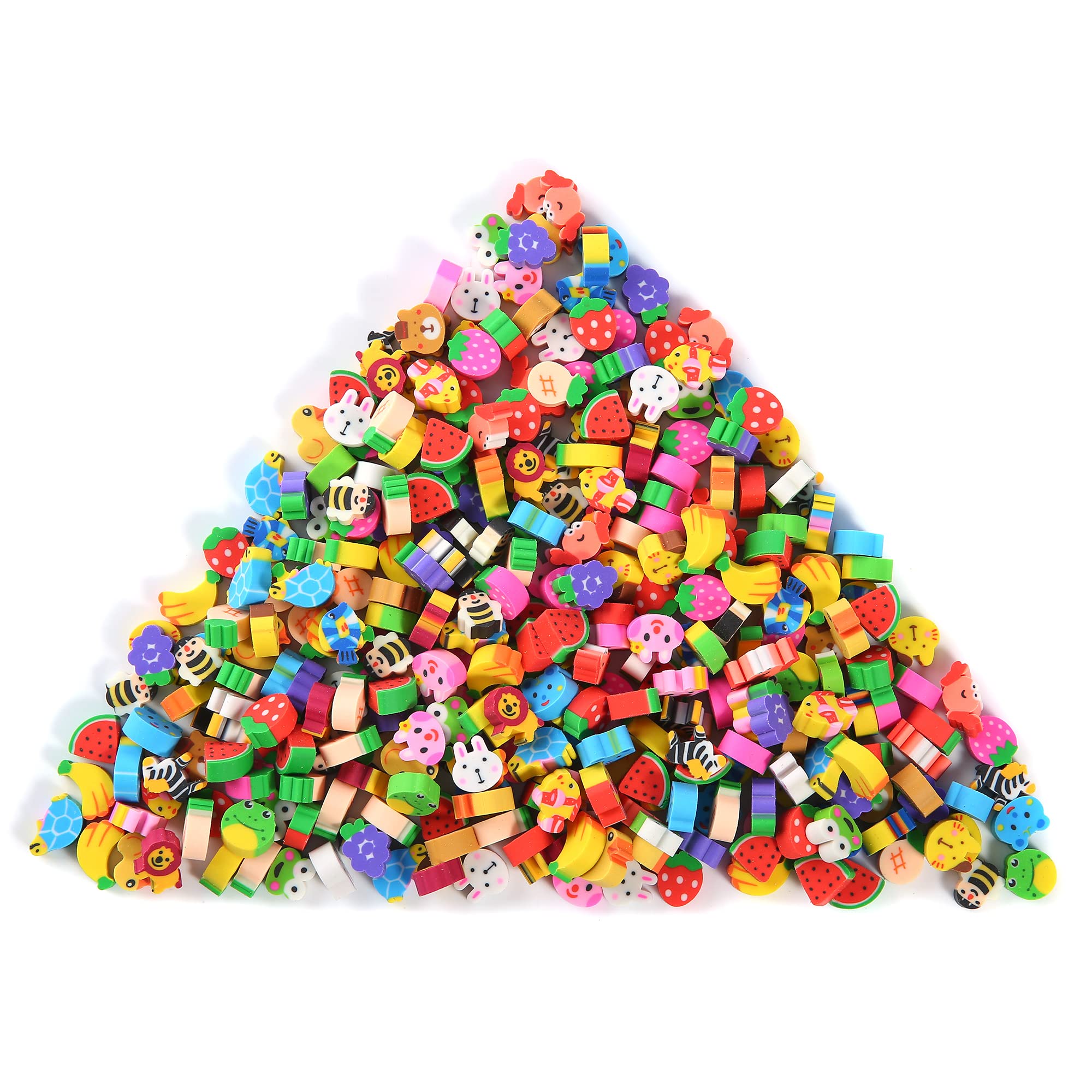 300-Piece Mini Erasers Bulk Pack - Cute Animal & Fruit Shaped Pencil Erasers for Kids, Classroom Rewards, School Supplies & Party Favors - Perfect for Homework, Arts & Crafts, and Gift Fillers