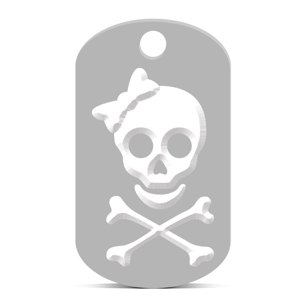 Engraved Skull and Bones Keychain with Bow - Silver Metal Dog Tag for Men & Women - Perfect for Gifts, Backpacks, and Motorcycle Accessories