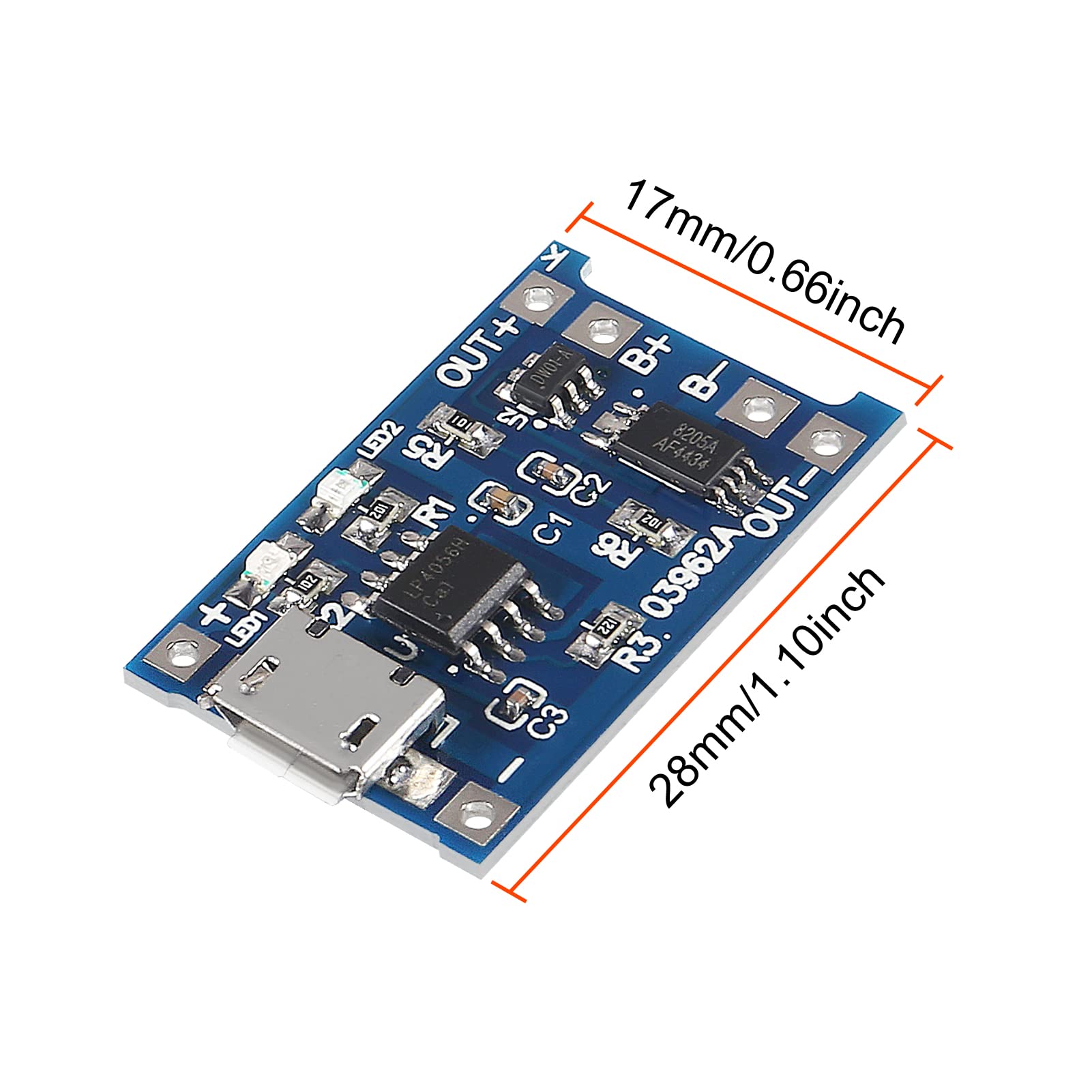 20pcs TP4056 Micro USB 5V 1A Lithium Battery Charging Board with Protection - Dual Function 18650 Battery Charge Module for DIY Electronics, Solar Projects, and Power Banks
