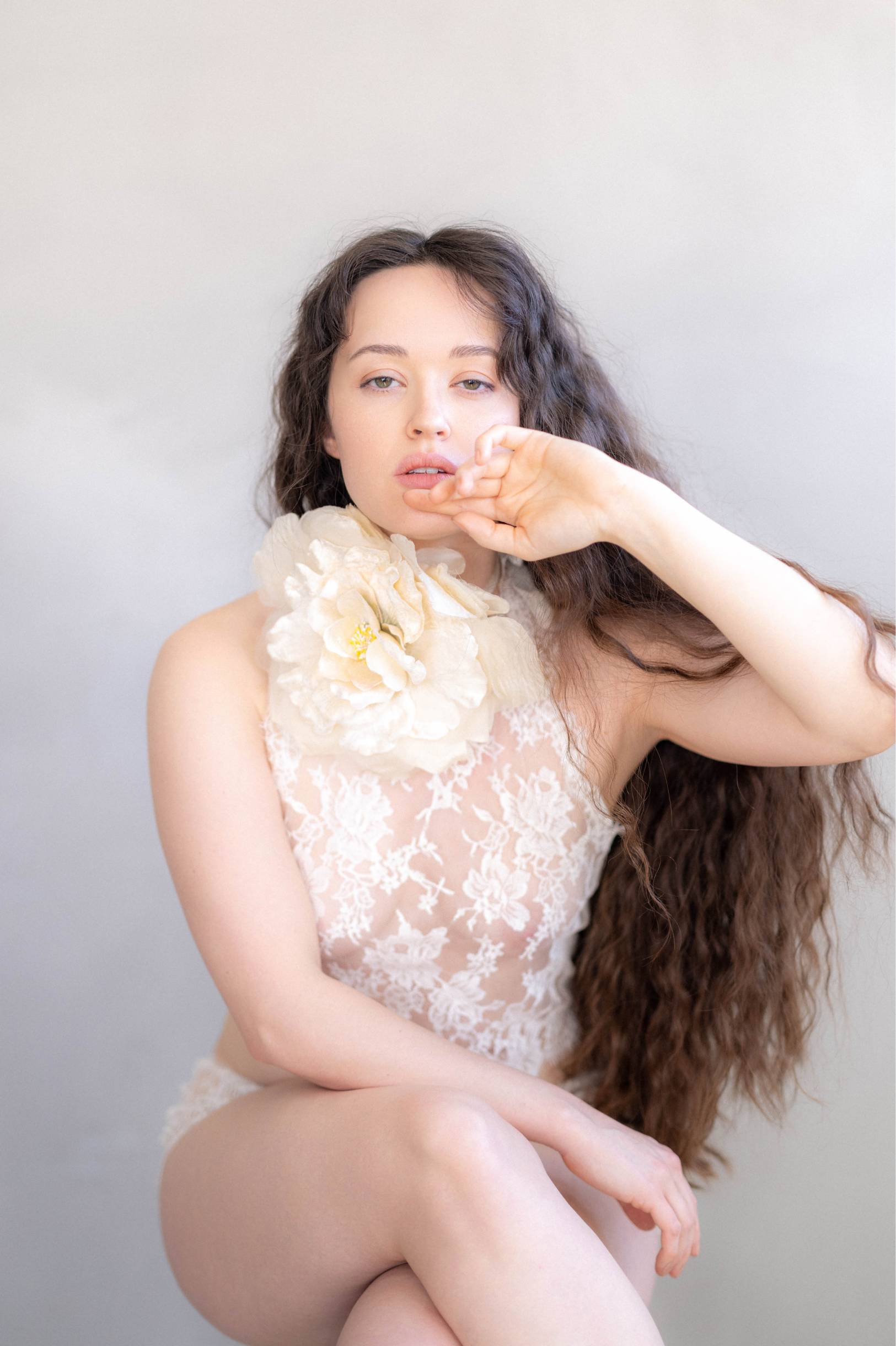 Dominique French Lace Halter Top Cover Up in Ivory - Elegant Beachwear for Summer Vacation & Pool Party