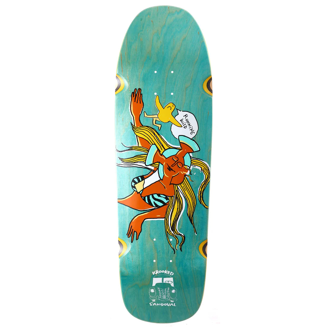 Krooked Sandoval 'Running Wild' Skateboard Deck - Shaped Design with Wheel Wells for Smooth Rides | Perfect for Street Skating & Park Tricks