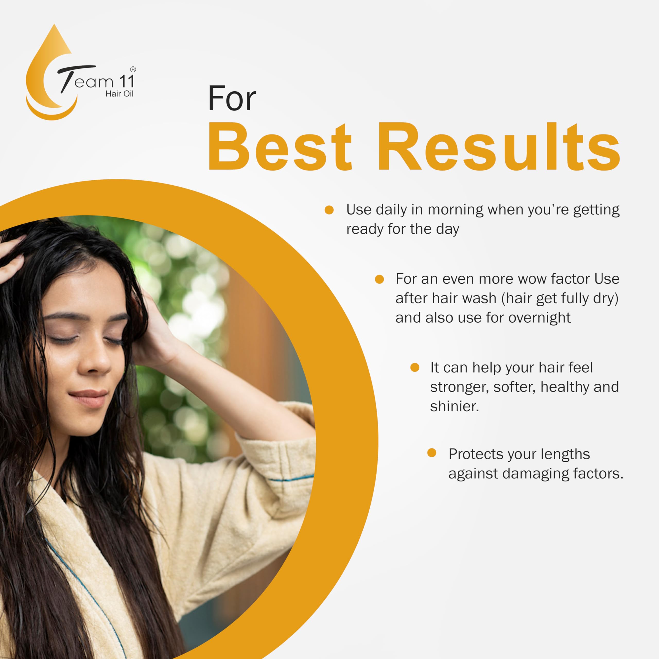 Team 11 Hair Growth Oil - Natural Blend with Argan, Jojoba, Rosemary & Castor Oils | Herbal Infusion with Amla, Brahmi & Bhringraj | 6oz for Stronger, Healthier Hair | Perfect for Daily Scalp Massage & Split End Treatment