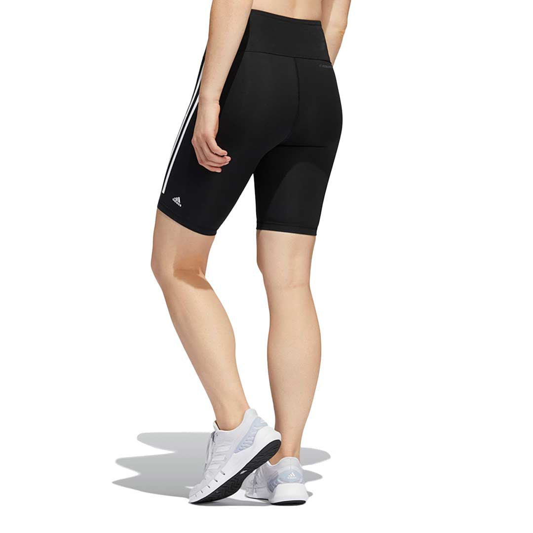 Adidas Women's Optime Trainicons 3 Stripes Biker Shorts - High Waist Workout Shorts for Running, Yoga & Gym - Comfortable Athletic Shorts for Women (H64228)