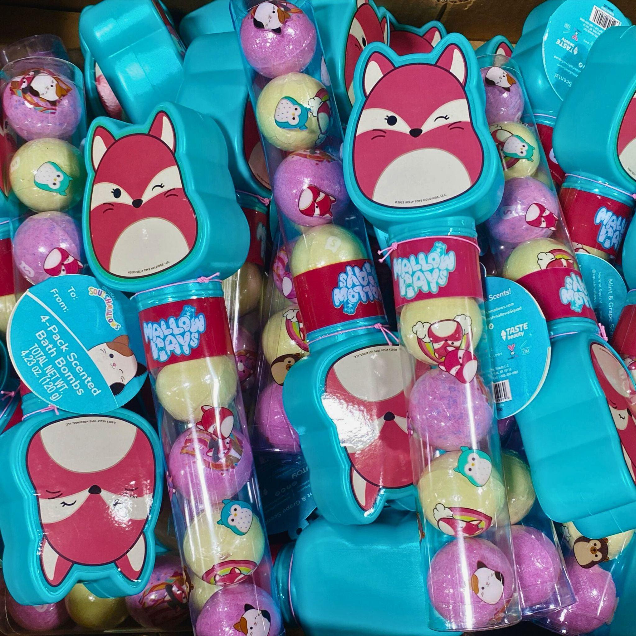 Original Squishmallows 4 Pack Scented Bath Bombs - 4.23OZ (70 Pcs) - Relaxing Aromatherapy for Kids & Adults - Perfect for Bath Time, Spa Day & Gift Giving