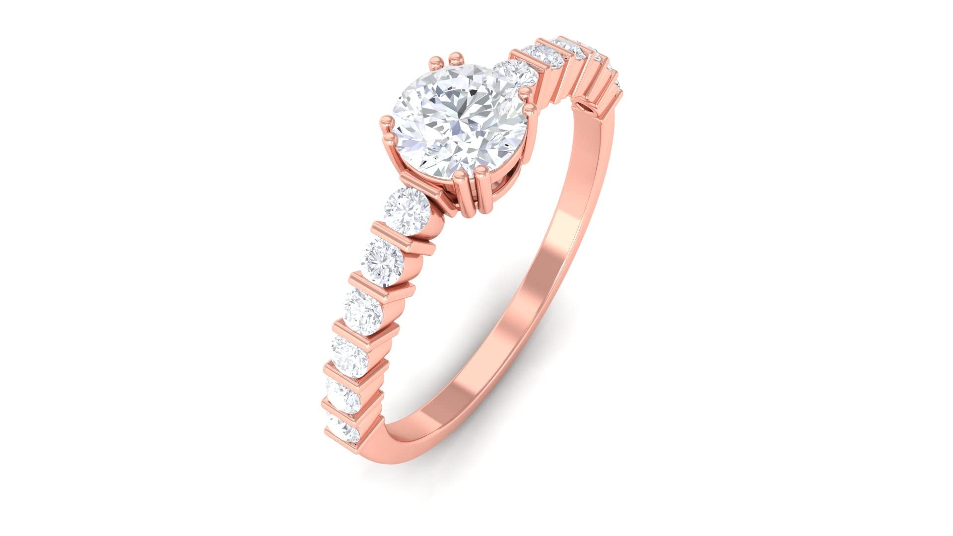 1 CT Certified Moissanite Solitaire Ring in 14K Solid Gold with Side Stones - Elegant White Moissanite Engagement Ring for Women, Perfect for Proposals, Weddings & Anniversaries