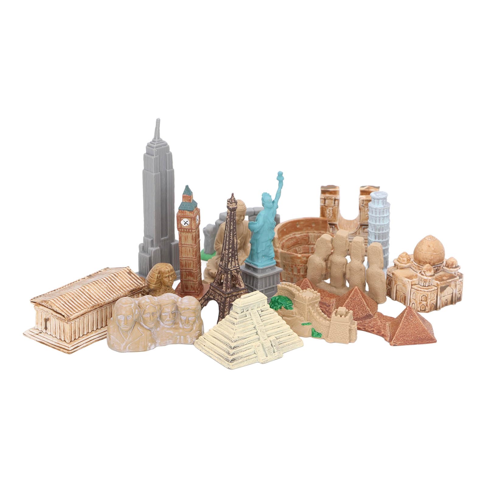 17PCS Miniature Ancient Buildings Model Kit - Worldwide Landmarks Collection with Egyptian Pyramid - Educational Toys for Kids & Adults - Perfect for Home Decor, School Projects & Collectibles