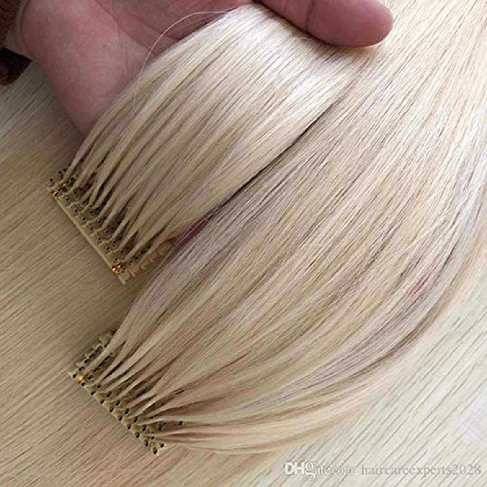 6D Human Hair Extensions #613 Blonde - Prebonded 100g 18-inch Brown Hair Weft for Length & Volume | Perfect for Parties, Weddings & Daily Styling