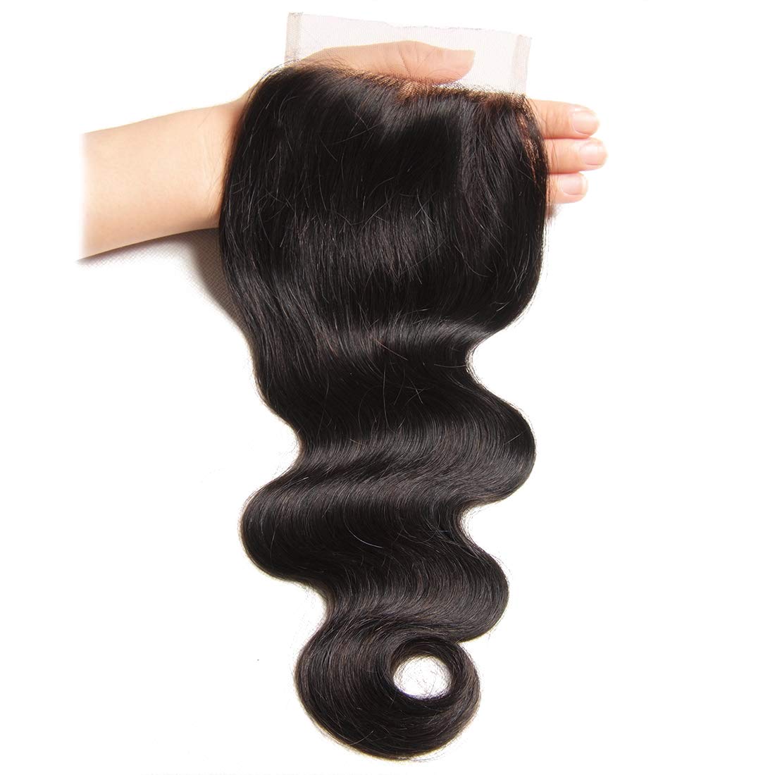 Beauty Forever 100% Unprocessed Indian Virgin Human Hair Extensions - 1 Piece Free Part Body Wave Lace Closure, Natural Color (18