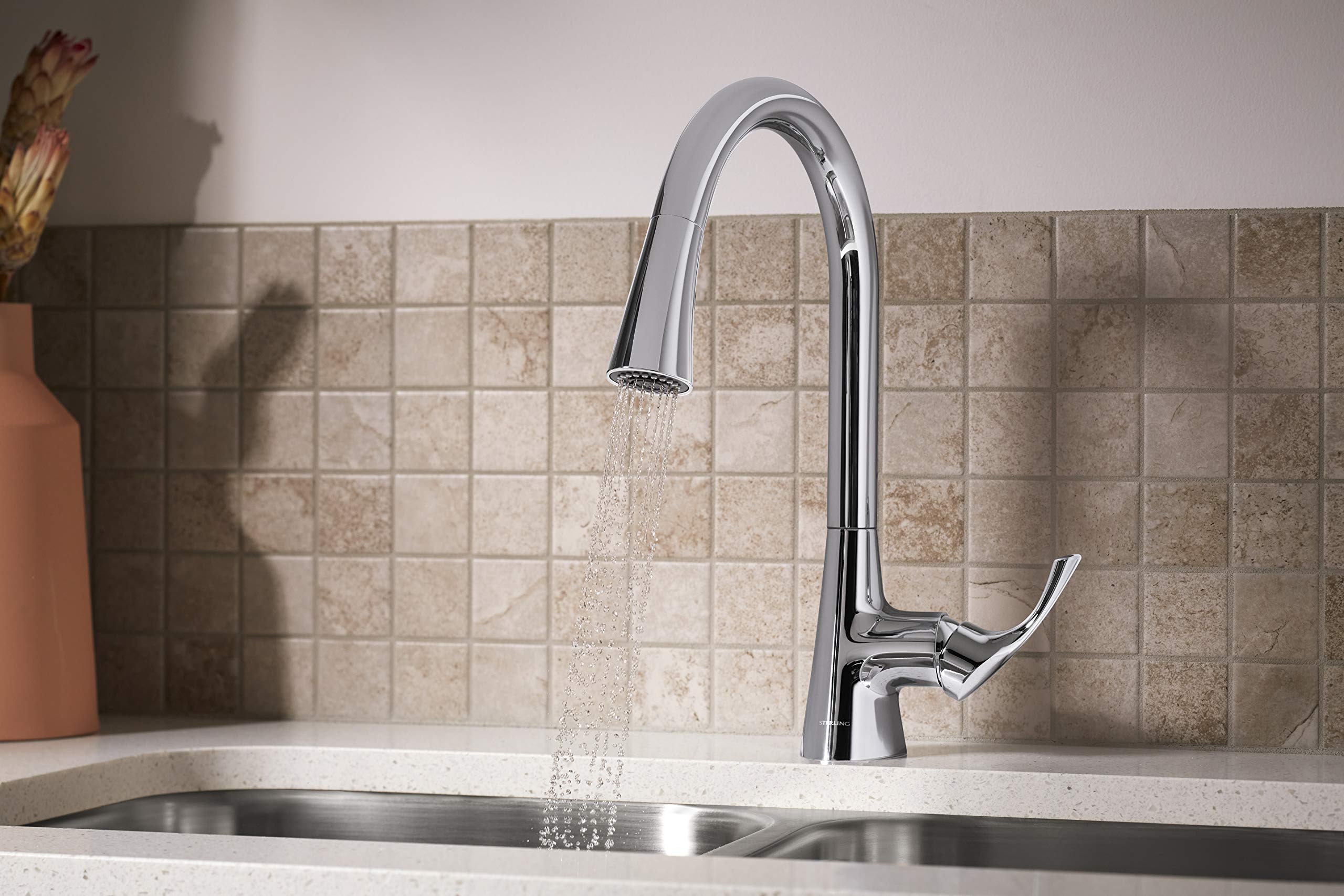 KOHLER 24276-CP Valton Sterling K-24276-CP Kitchen Sink Faucet in Polished Chrome - Perfect for Modern Kitchens, Bathrooms, and Wet Bars
