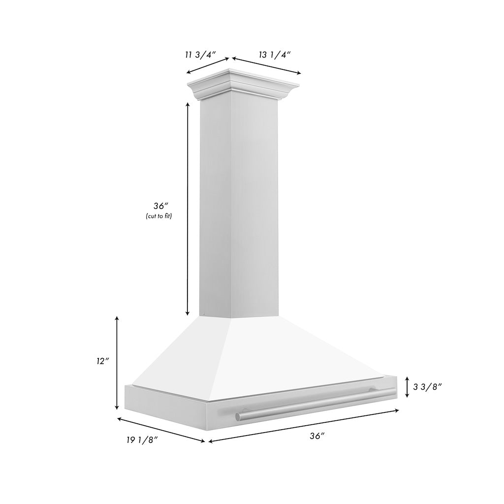 ZLINE KB4STX WM Convertible Stainless Steel Range Hood - White Matte Shell with Stainless Steel Handle | Professional Kitchen Ventilation for Home Cooking & Baking