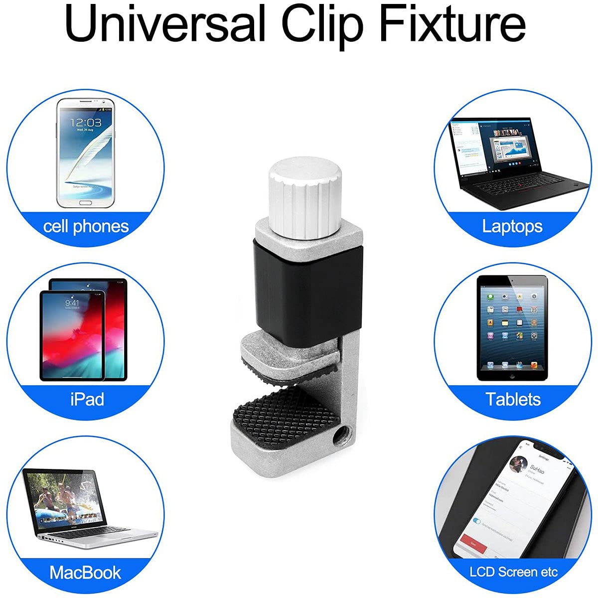 4pcs Adjustable Phone Screen Clamps - 15mm Max Width, Universal Fastening Bracket for Most Smartphones & Tablets | Perfect for DIY Repairs, Photography & Hands-Free Viewing