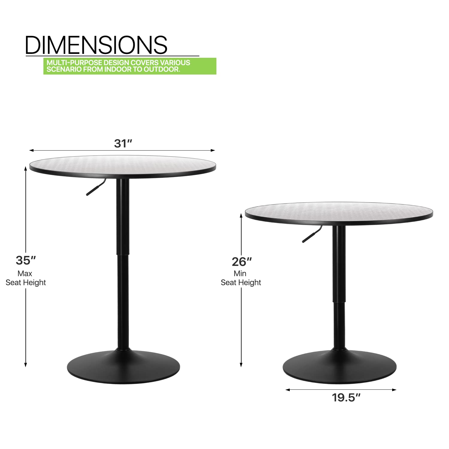 Magshion 31 Inch Adjustable Height Round Bar Table (26