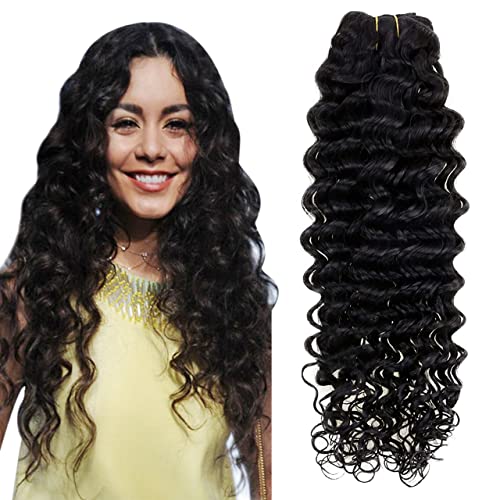 Hetto 22 Inch Black Wavy Clip-in Human Hair Extensions - Double Weft Natural Curly Hair Extensions (7Pcs 105+20g, Jet Black #1) for Parties, Weddings & Daily Styling