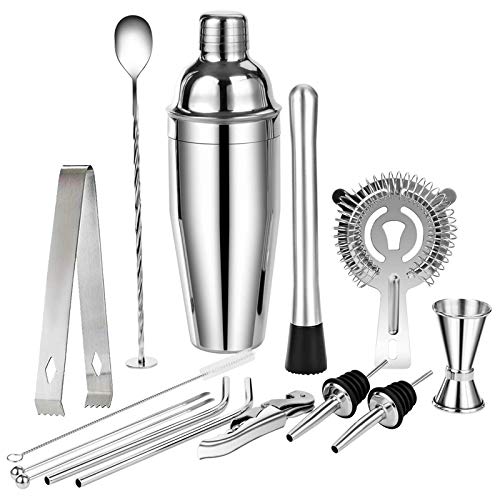 Premium 14-Piece Cocktail Shaker Set - Professional Bartender Kit with Stainless Steel Mixing Tools for Home Bars, Parties & Mixology Enthusiasts | Perfect for Margaritas, Martinis & Craft Cocktails