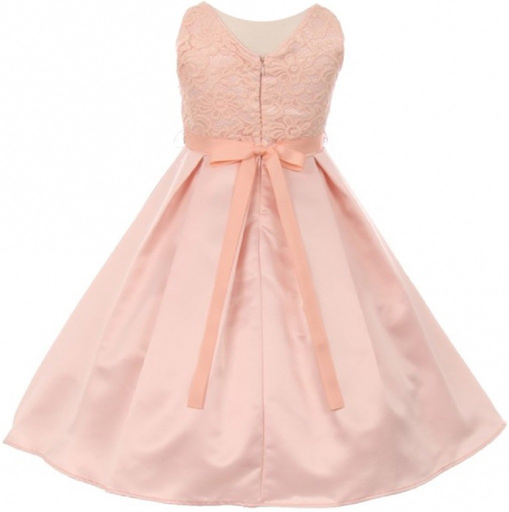 BluNight Collection Rhinestone Lace Top Stone Belt Easter Princess Flower Girl Dress - Perfect for Easter Celebrations, Flower Girl Outfits, and Special Occasions