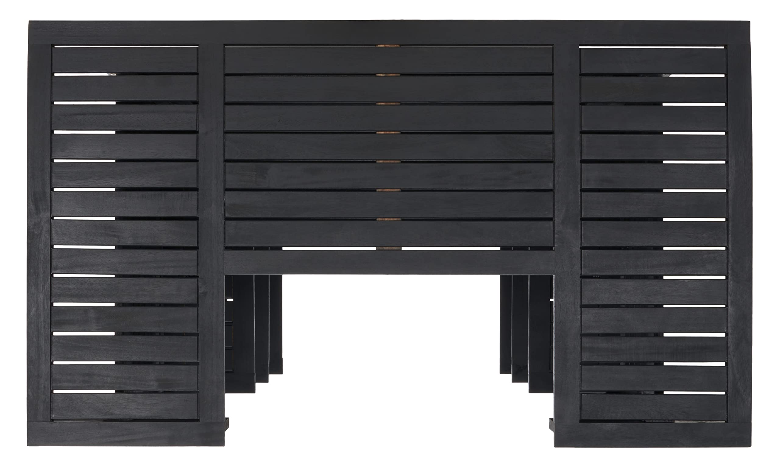 SAFAVIEH Monterey 42-inch Black Acacia Wood Outdoor Bar Table - Weather-Resistant Patio Dining & Poolside Entertaining Furniture