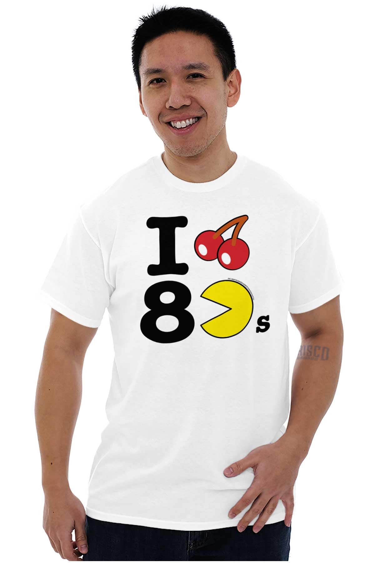 Pacman I Love The 80s Retro Cherry Fruit Graphic T-Shirt for Men & Women - Vintage Gaming Tee for Casual Wear & 80s Theme Parties