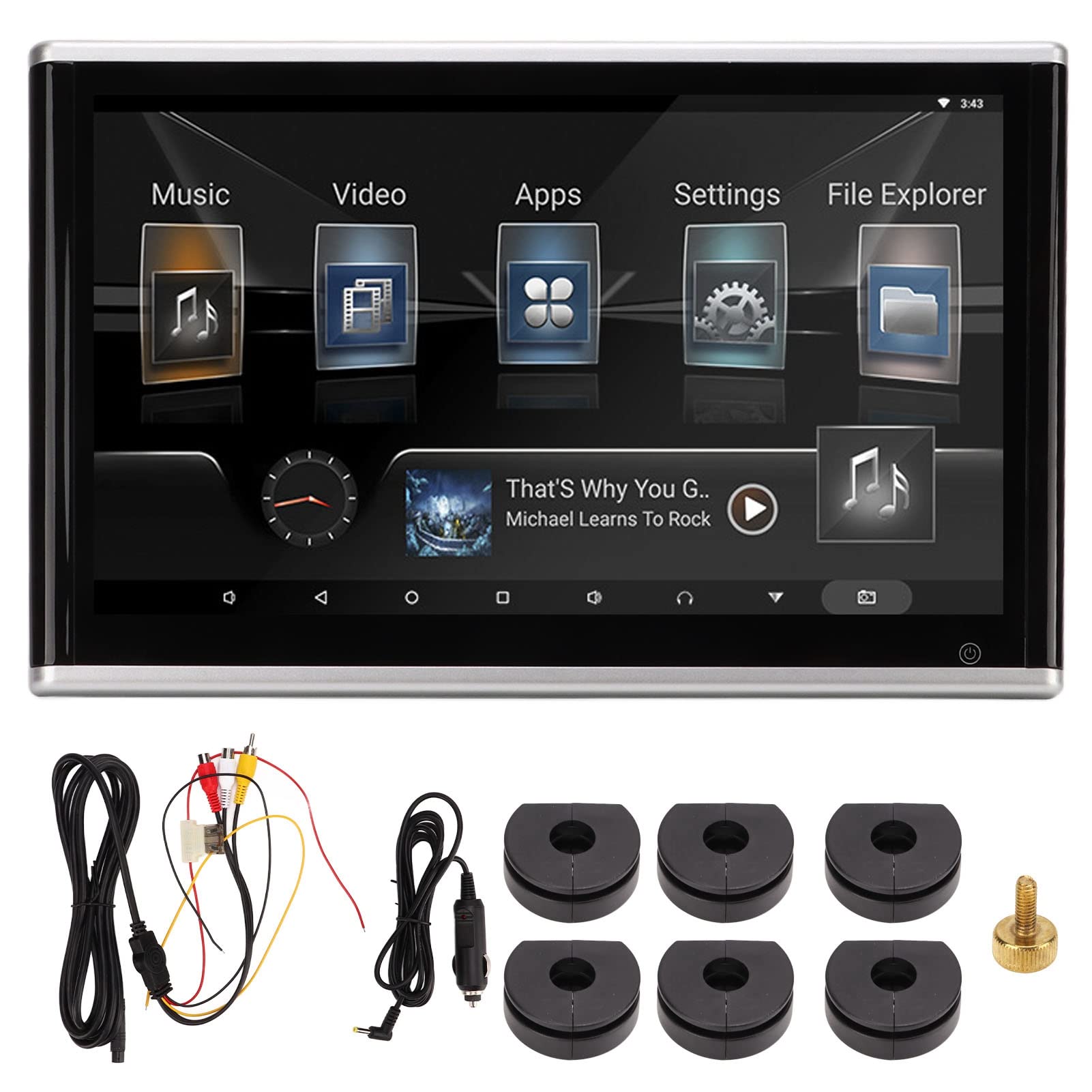 HD IPS Touch Screen Headrest Mount Monitor - Android Multimedia Player with Audio Video for Rear Seat Entertainment | Perfect for Car Travel, Kids Entertainment & Long Road Trips