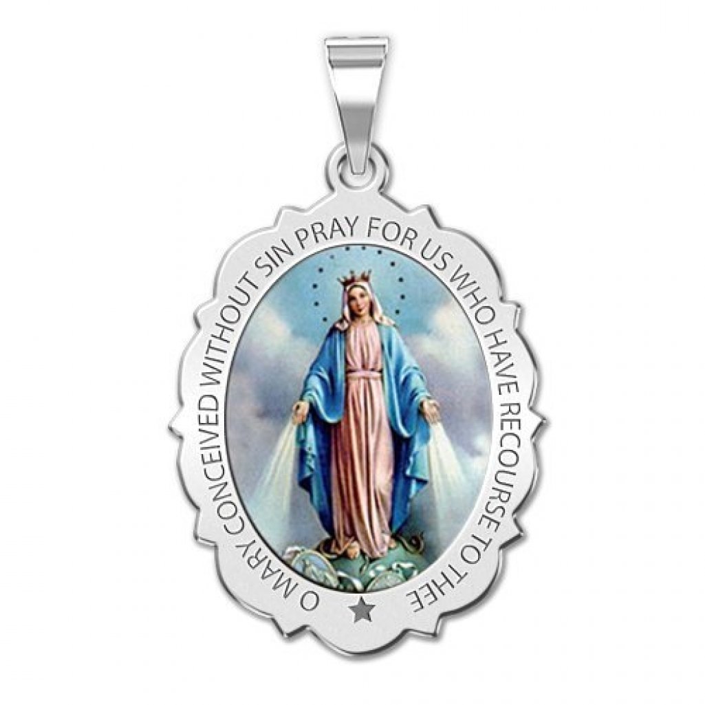 10K/14K Gold & Sterling Silver Miraculous Medal Necklace - Catholic Virgin Mary Pendant for Women & Men | Religious Jewelry, First Communion Gift, Baptism Present | Perfect for Daily Wear, Church Events & Special Occasions