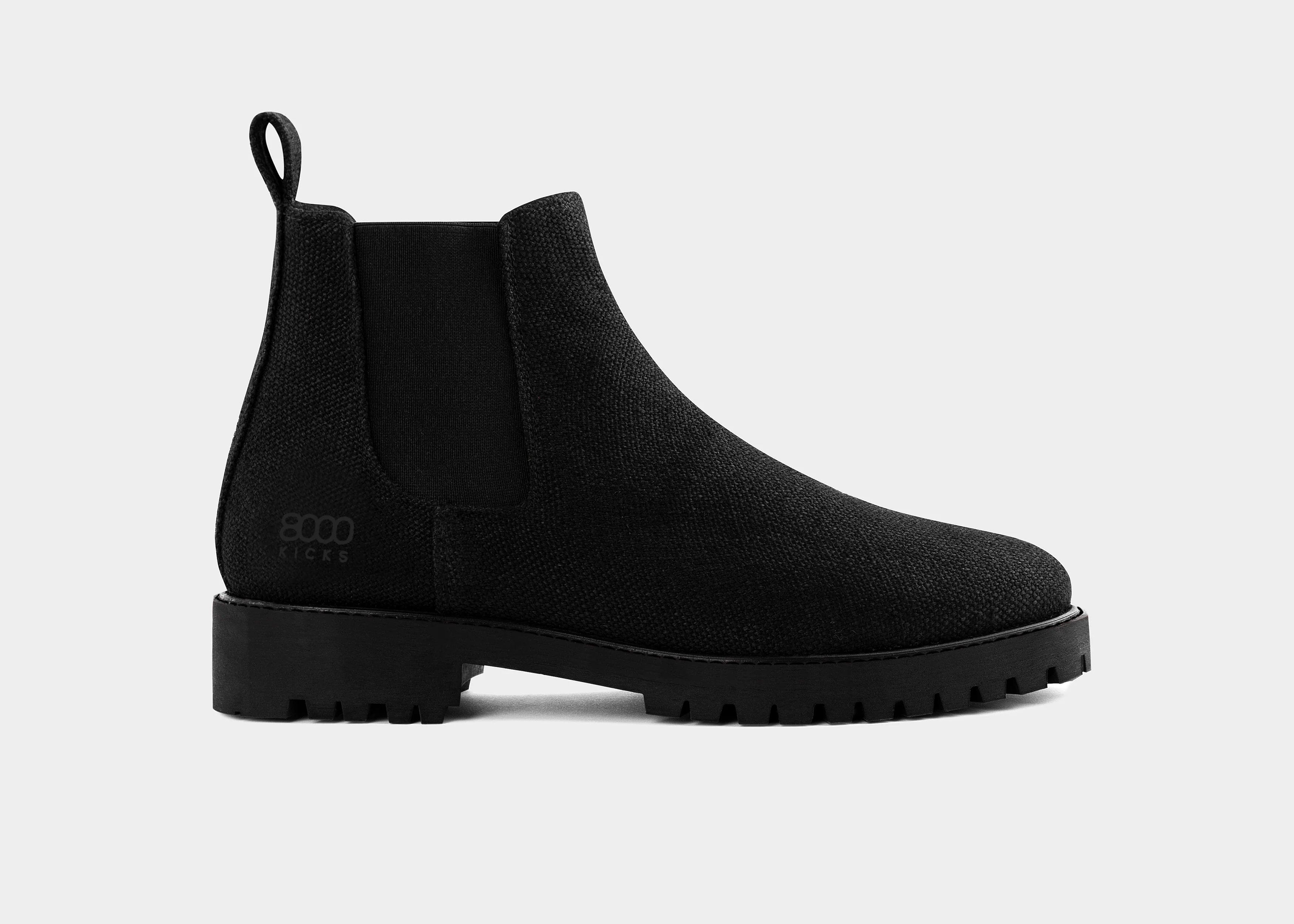 Vegan Hemp Chelsea Boots for Women - Full Black | Comfortable & Sustainable Footwear for Casual Outings & Work