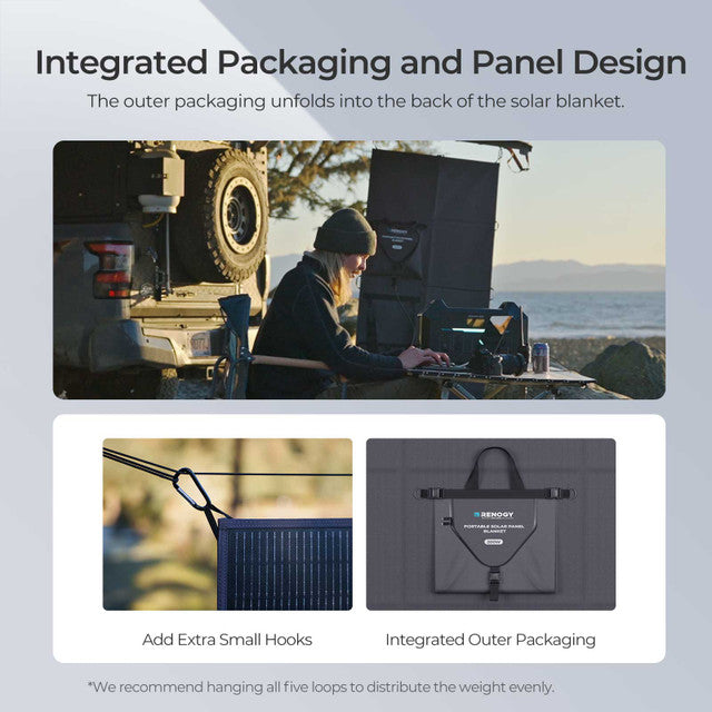 Renogy 200W Portable Solar Panel Charger - Foldable Solar Blanket for Camping, RV, Off-Grid Power & Emergency Use
