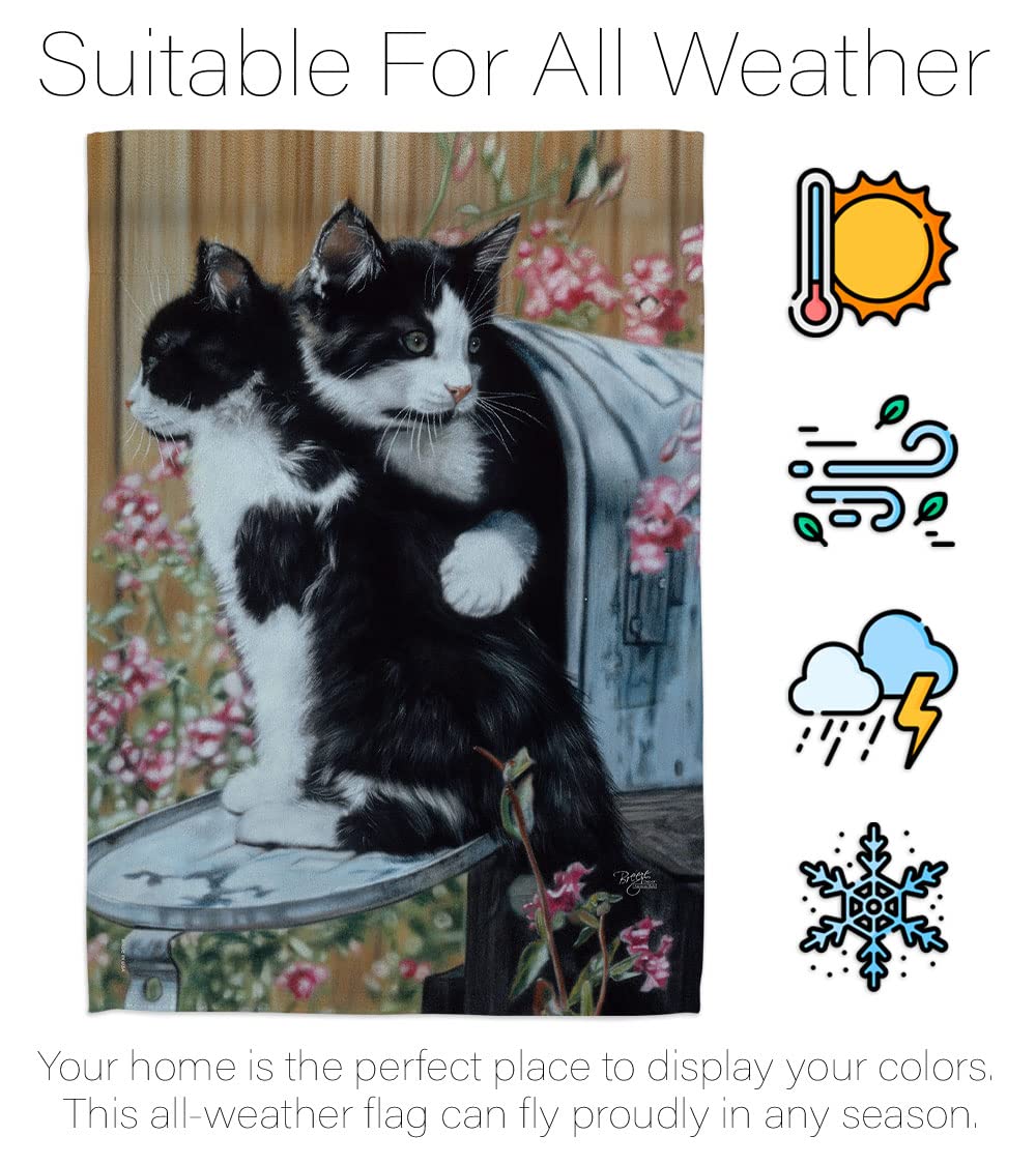 Tuxedo Cat House Flag Set 28x40