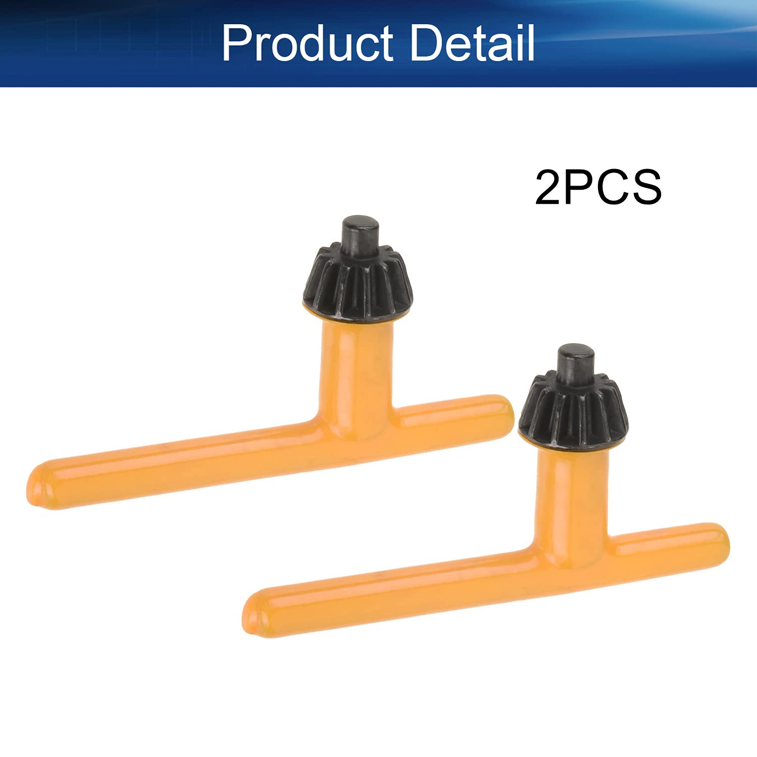 Auniwaig Drill Chuck Key Wrench 1.5-13mm | 6mm Pilot 17.5mm Gear Diameter | Replacement Drill Press Chuck Key | Electric Drill Clamping Tool | Yellow (2PCS) | Perfect for Woodworking, Metal Drilling & DIY Projects