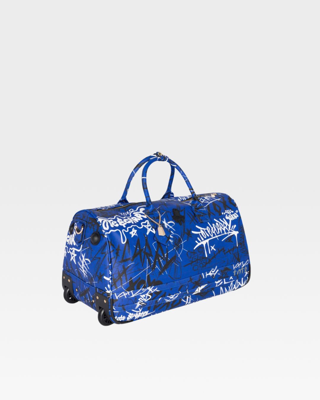 Royal Blue Graffiti Rolling Duffle Bag - Waterproof Travel Luggage for Gym, Sports & Weekend Getaways