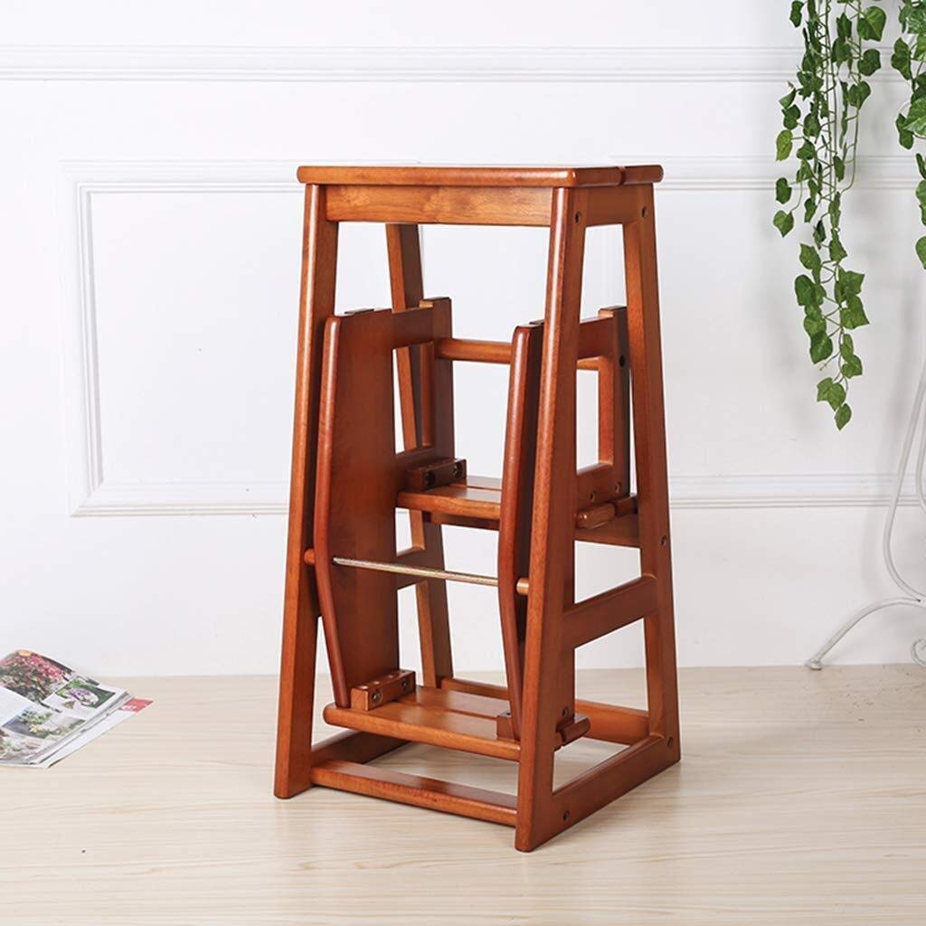 FADUNI Foldable Wooden Step Stool for Indoor Use - Solid Wood Climbing Stool, Portable Flower Stand, Multifunctional Ladder Chair - Perfect for Home, Kitchen, Bathroom, and Gardening