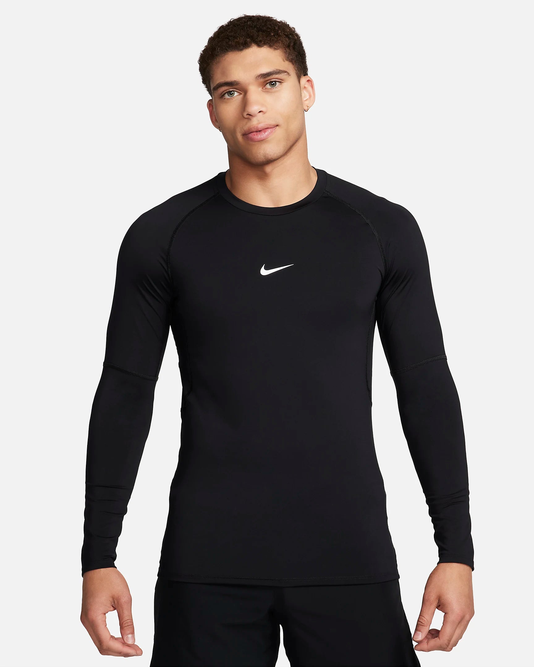 Men's Dri-FIT Slim Long Sleeve Workout Shirt - Moisture Wicking & Breathable Fitness Top (Black/White) - Ideal for Gym, Running & Outdoor Activities