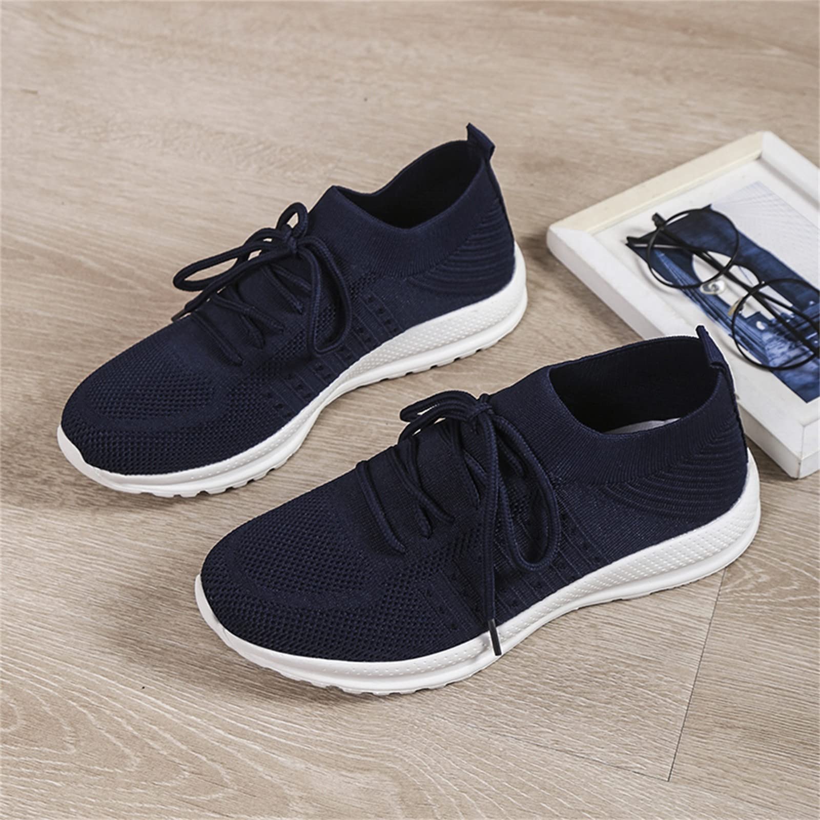 ZYAHHFAC Women's Slip-On Platform Sneakers - Comfortable Low Top Running Shoes with Soft Mesh & Lace-Up Design - Perfect for Outdoor Walking, Workout & Casual Wear
