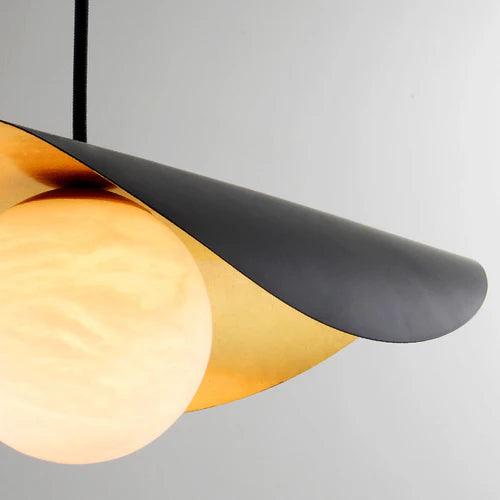 Modern Wavy Black Lampshade - Elegant Pendant Light Fixture for Living Room, Dining Room & Bedroom | Dimmable Hanging Light for Home Decor