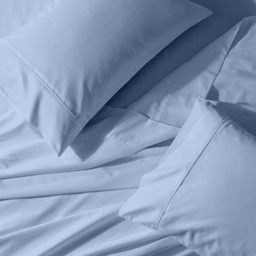 Premium 650 Thread Count Queen Size Sheet Set - Soft & Breathable Solid Blue Bed Sheets for Ultimate Comfort | Perfect for Master Bedroom, Guest Room & Vacation Homes