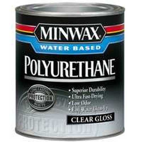 Minwax 1 qt Transparent Gloss Clear Latex Oil-Modified Polyurethane Wood Finish - Perfect for Furniture, Floors & DIY Wood Projects