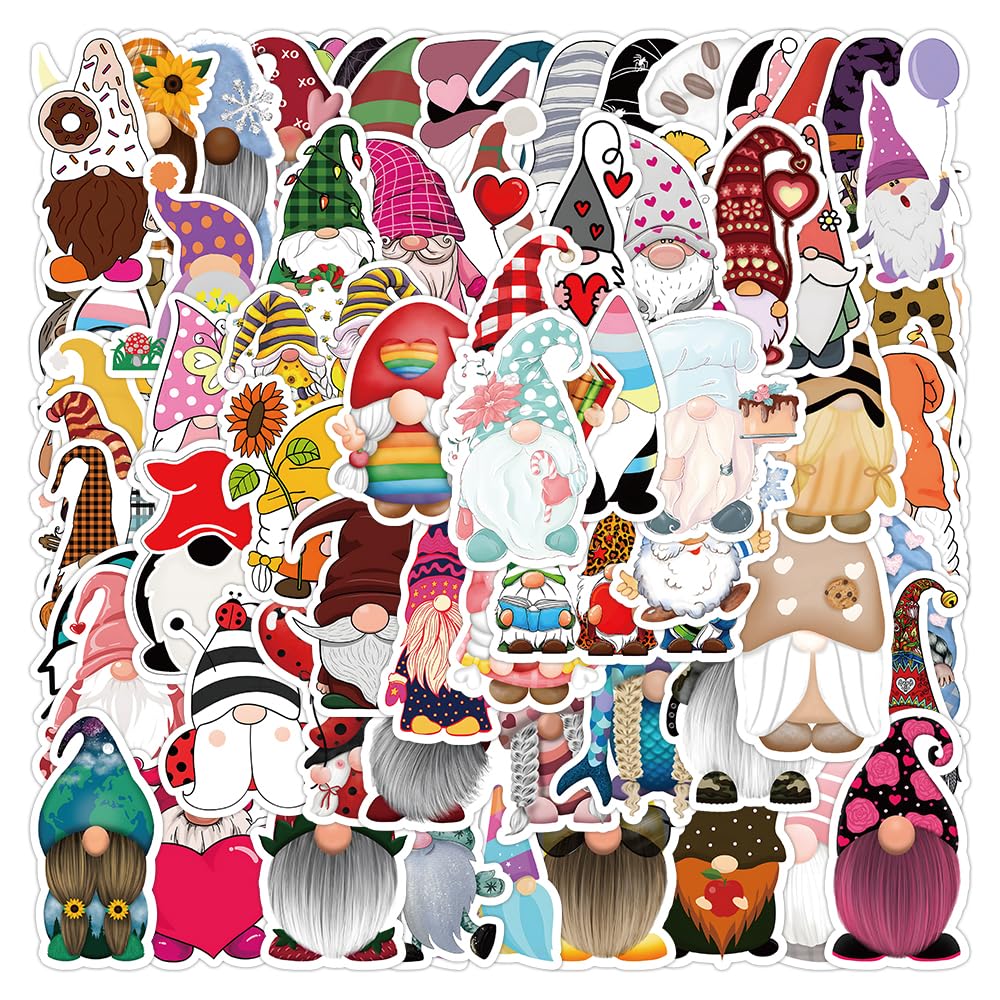 100 Pcs Christmas Gnome Stickers for Kids & Adults - Waterproof Decals for Water Bottles, Laptops, Scrapbooking, Envelopes & Party Favors - Perfect for Holiday Crafts, DIY Gifts & Christmas Decorations