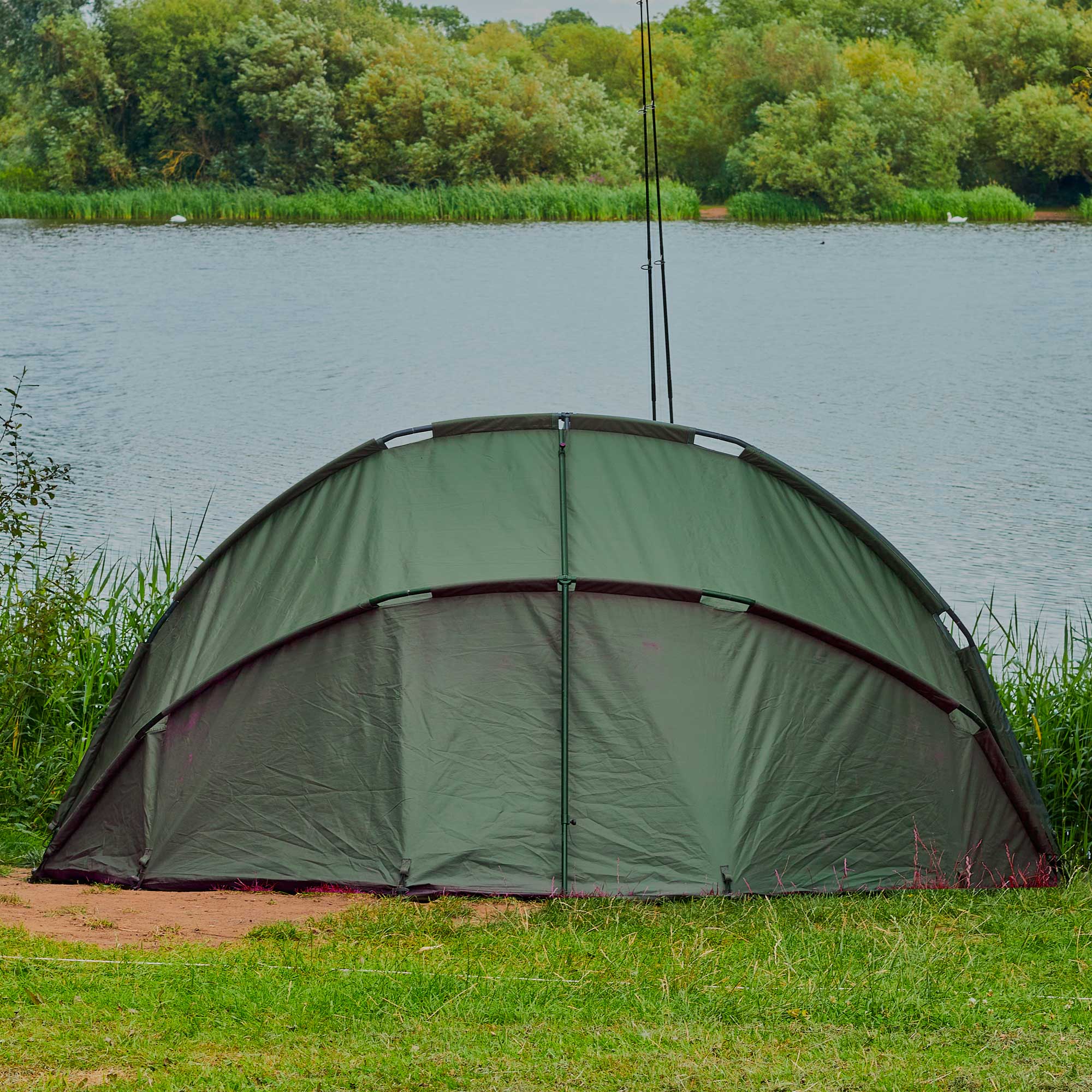 2 Person Fishing Bivvy Tent with UV Protection - Quick Assembly Pre-Threaded Poles DL76 for Camping & Outdoor Fishing Shelter
