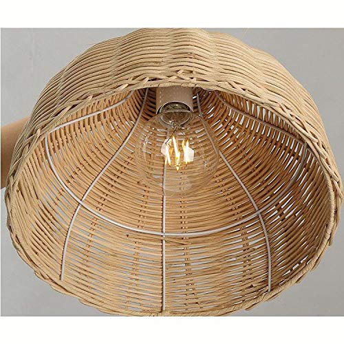 Handwoven Rattan Pendant Light - Modern Farmhouse Dining Room Chandelier & Bedroom Ceiling Lamp - Natural Wicker Hanging Light for Balcony, Porch, Patio (White) - Perfect for Boho, Coastal, and Rustic Home Decor