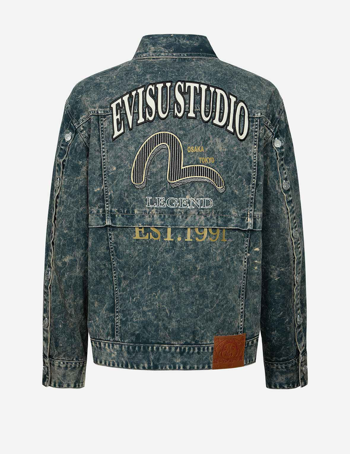Vintage Acid Wash Denim Jacket for Women - Multi Print & Embroidery Design, Distressed Fashion Fit Denim Coat - Perfect for Casual Outfits, Streetwear & Boho Style