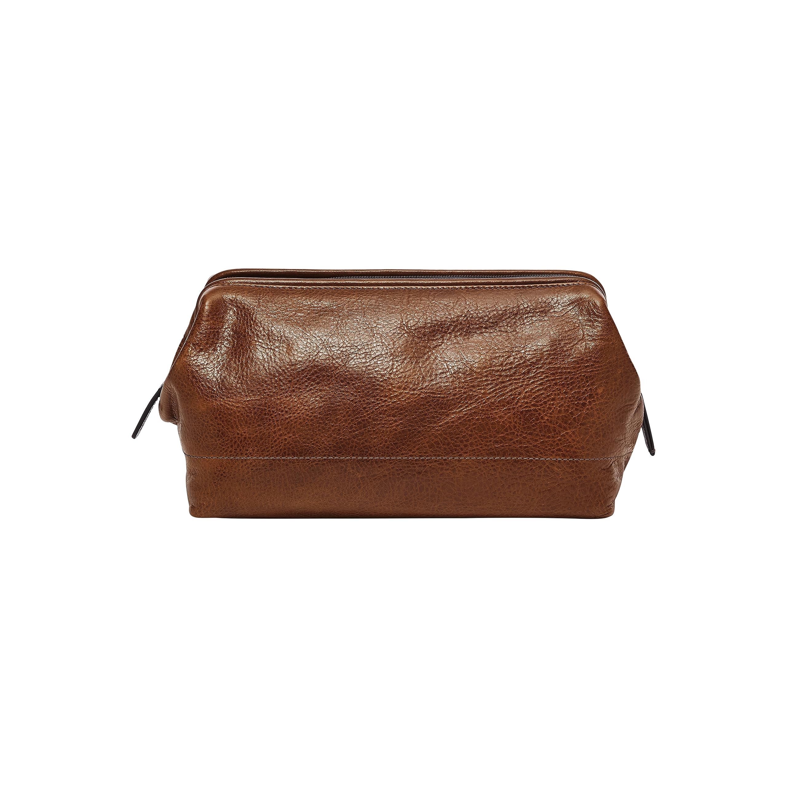 Fossil Genuine Leather Travel Toiletry Bag for Men - Premium Shaving Dopp Kit with Multiple Pockets, Cognac Brown (Model MLG0724222) - Perfect for Business Trips, Gym, Camping & Weekend Getaways