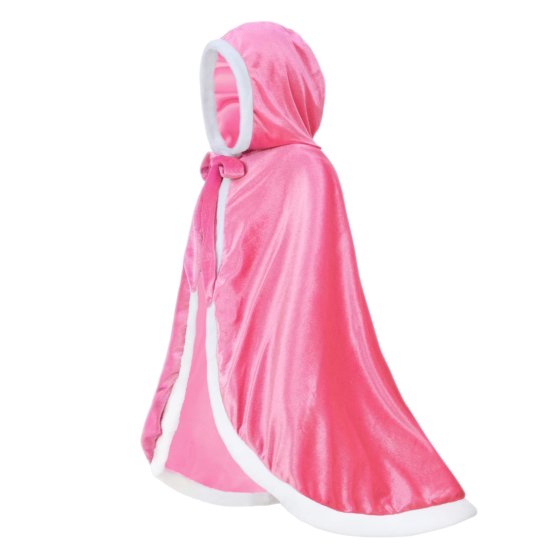 Girls Fur Princess Hooded Cape Cloak - Kids Dress Up Costume for Halloween, Christmas & Cosplay Parties - Perfect for Role Play, Fantasy Dress Up & Themed Events