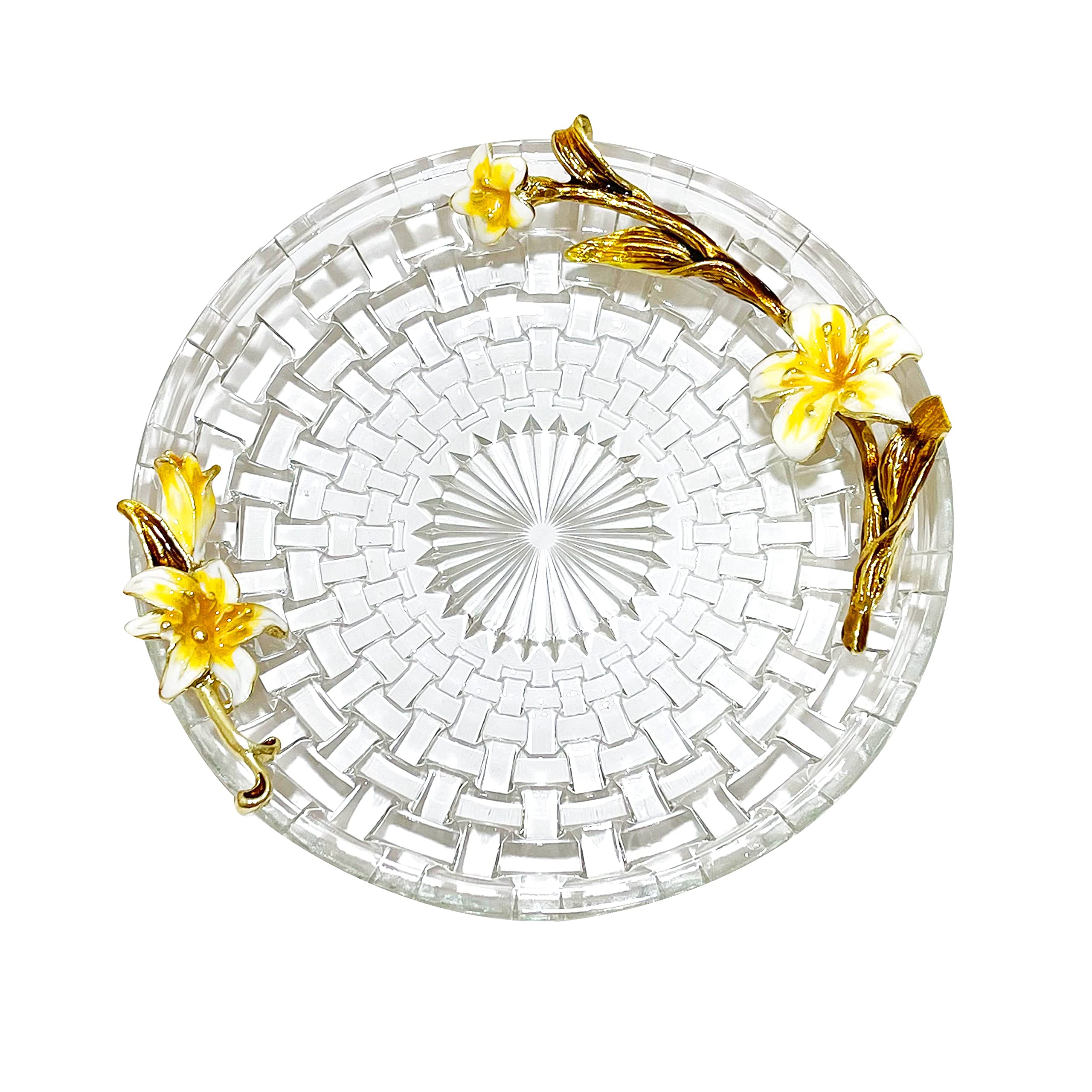 6 Inch Lily Yellow Tea Cup Saucers - Coasters for Drinks, Dessert Plates, Salad Dishes & Glass Cake Stand - Cute Mini Plates for Tea Parties, Afternoon Snacks & Home Decor
