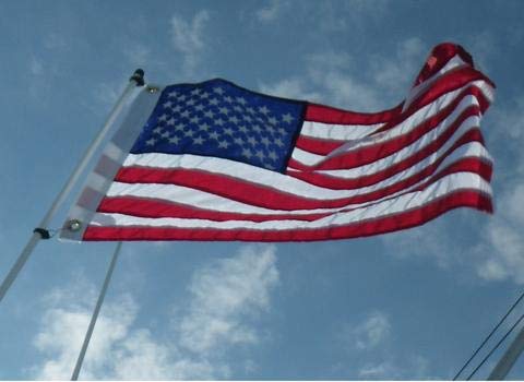 4 Foot American Made USA Flag with Boat Rod Holder - Perfect for Fishing, Boating & Marine Decor